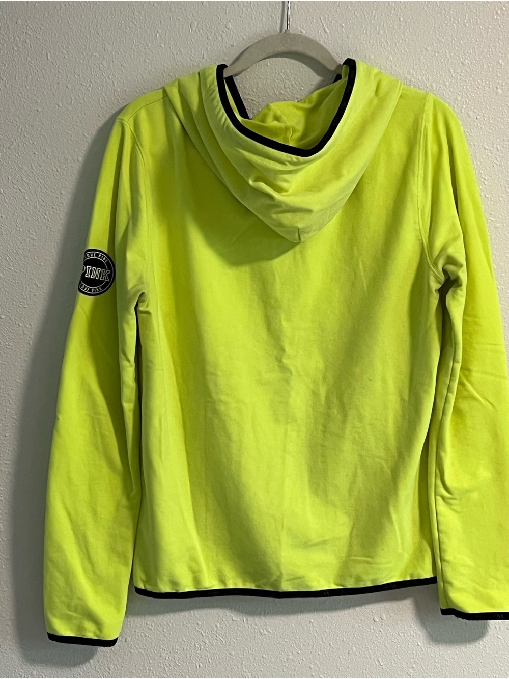 PINK Victoria's Secret Neon Yellow/Green Full Zip Jacket Size Large - Picture 3 of 5